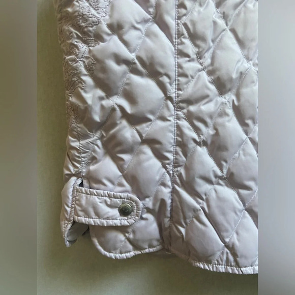Eddie Bauer Goose Down pastel purple embroidered quilted light weight vest Sz M - Picture 5 of 9